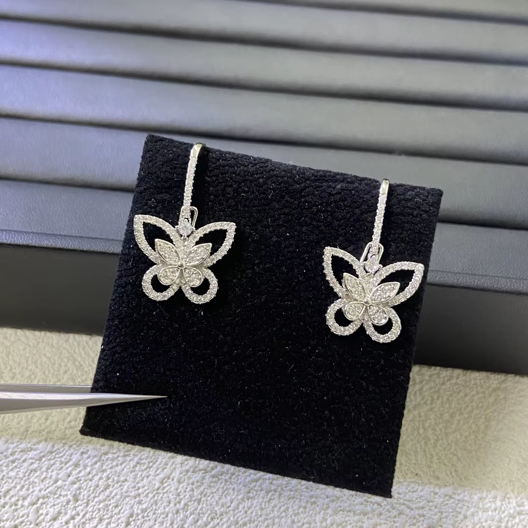 Boucles d'oreilles papillon classiques plaquées or en argent sterling 925, bracelet papillon, collie