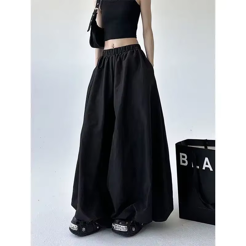 Pantalon large pour femme, taille haute, fluide, style ballon