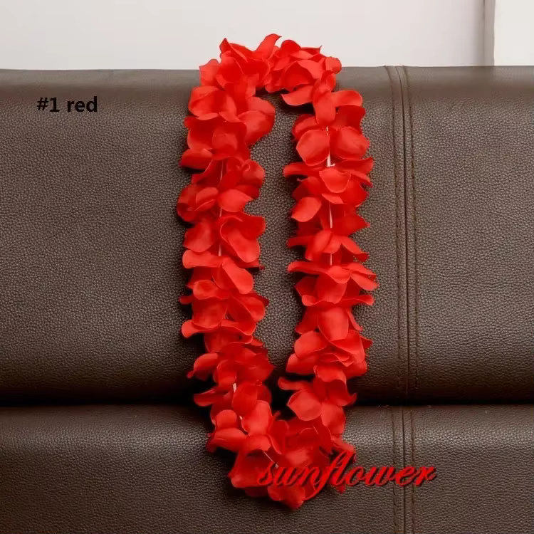 Collier de fleurs hawaïennes, guirlande artificielle Leis, décoration de fête sur la plage hawaïenne