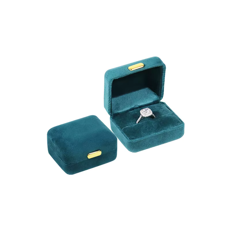 Boîte à bijoux en velours délicat avec coin rond, boîte à matiques en or, boîte de rangement pour co