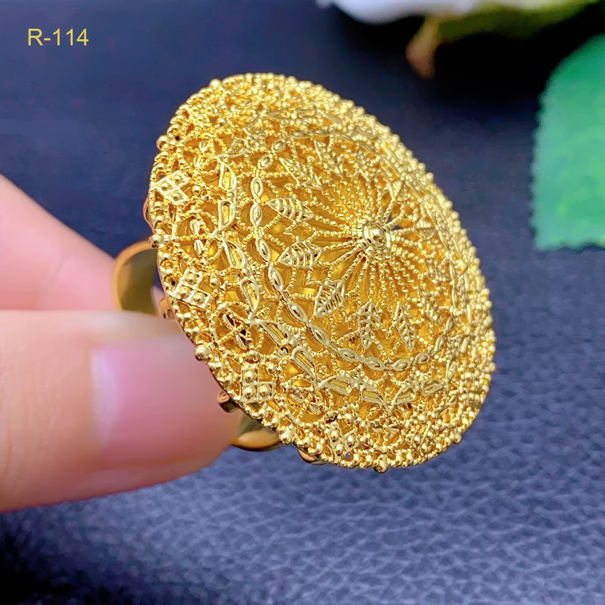 Grandes bagues plaquées or pour femmes, éthiopien, arabe, dubaï, couleur or 24 carats, bijoux de lux