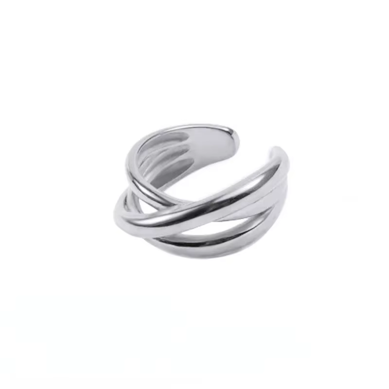 Bijoux en acier inoxydable minimaliste en métal couleur or plaqué PVD, bague d'ouverture Pour femmes
