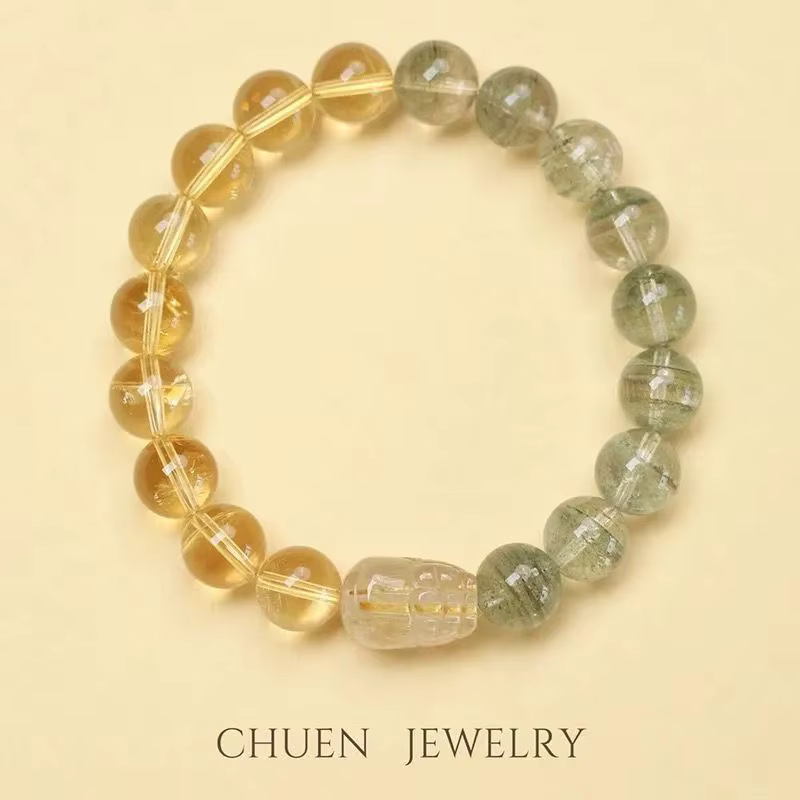 Bracelet en Citrine naturelle pour femmes, cheveux dorés, cristal Pixiu porte-bonheur, bijoux de ric