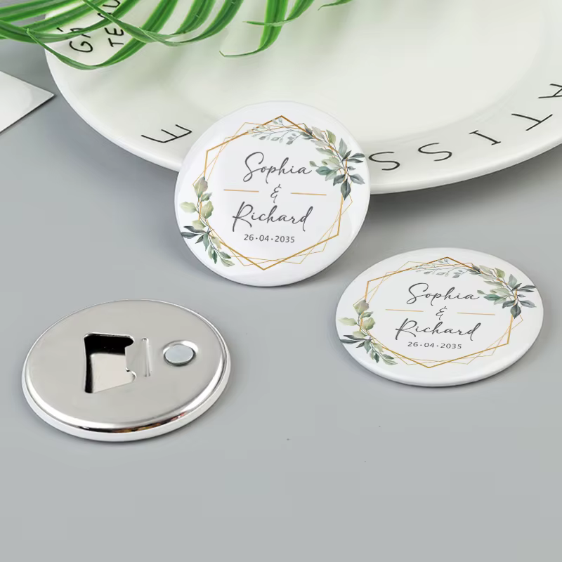 Souvenirs personnalisés pour invités, aimant de réfrigérateur personnalisé avec ouvre-bouteille, cad