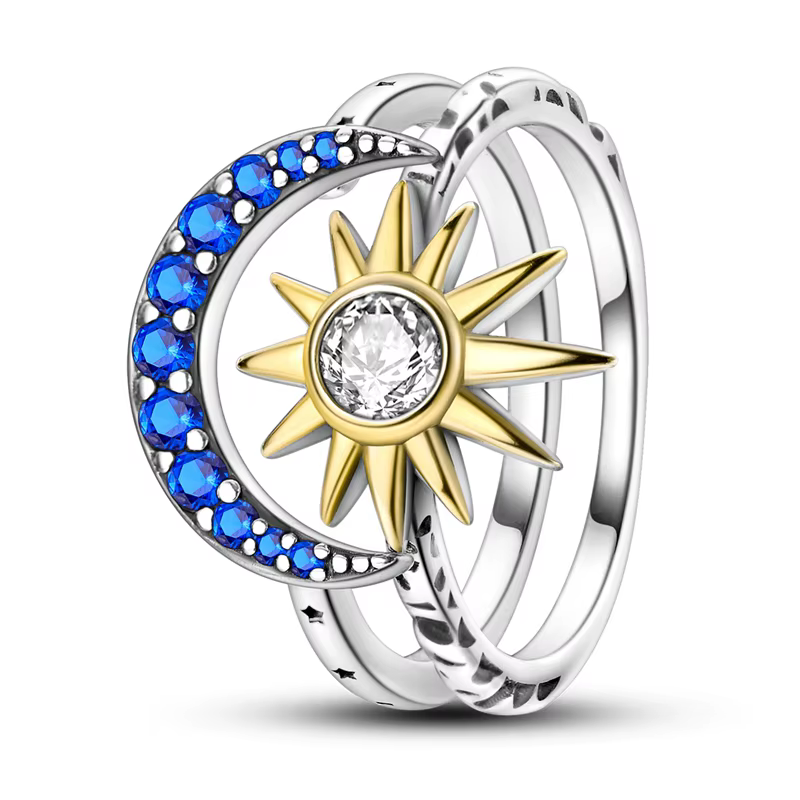 Blazing Star Combo Zircon anneaux Original 925 bague en argent Sterling pour femmes filles bijoux ca