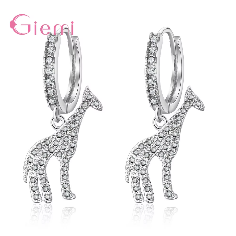 Boucles d'oreilles coréennes en argent Sterling 925, girafe, goutte d'eau, bijoux pour femmes et enf