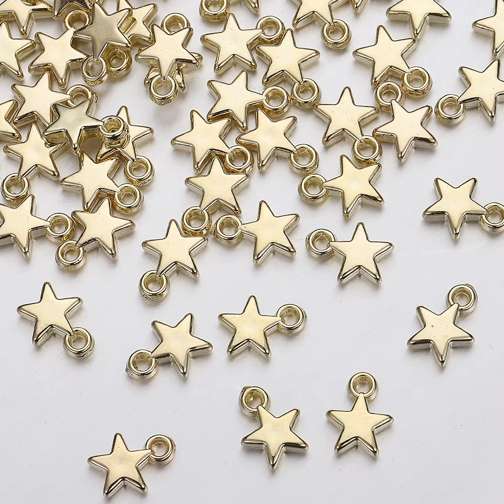 100 pièces CCB perles acryliques breloques pendentifs 9mm étoile couleur or argent couleur perles br