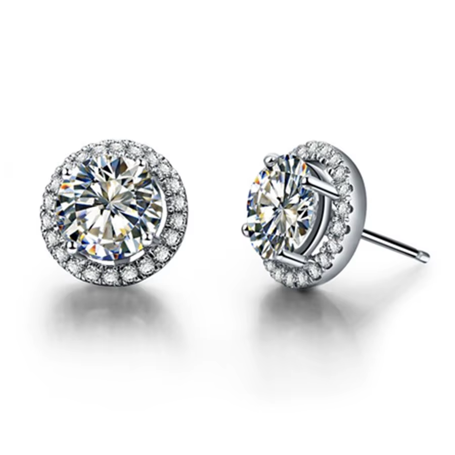 Platine massif PT950 Boucles D'oreilles 0.5CT/Pièce De Fiançailles Diamant Boucle D'oreille LovelyPa