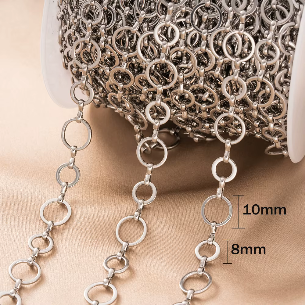 Chaînes en acier inoxydable plaqué or de 1 mètre pour la fabrication de bijoux, chaîne à maillons ro