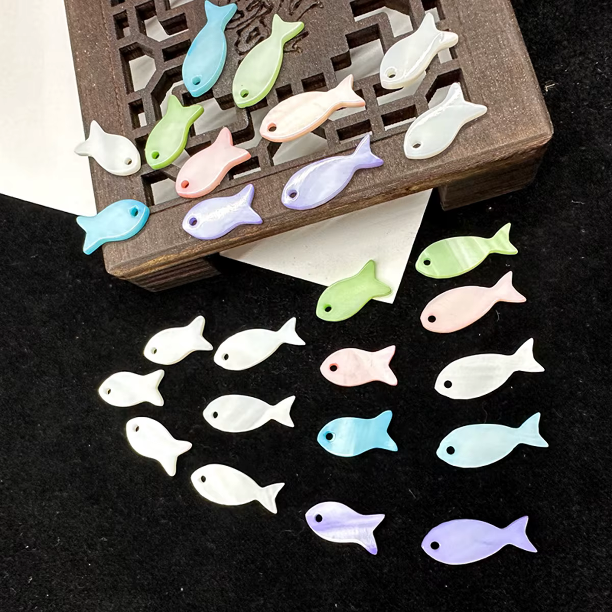 20 pendentifs en nacre en forme de poisson pour la fabrication de bijoux, accessoires DIY pour boucl