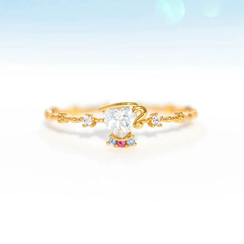 Bague en zircone cubique pour femmes, Design mixte, bougie plaquée or, théière, fleur de Rose, bague