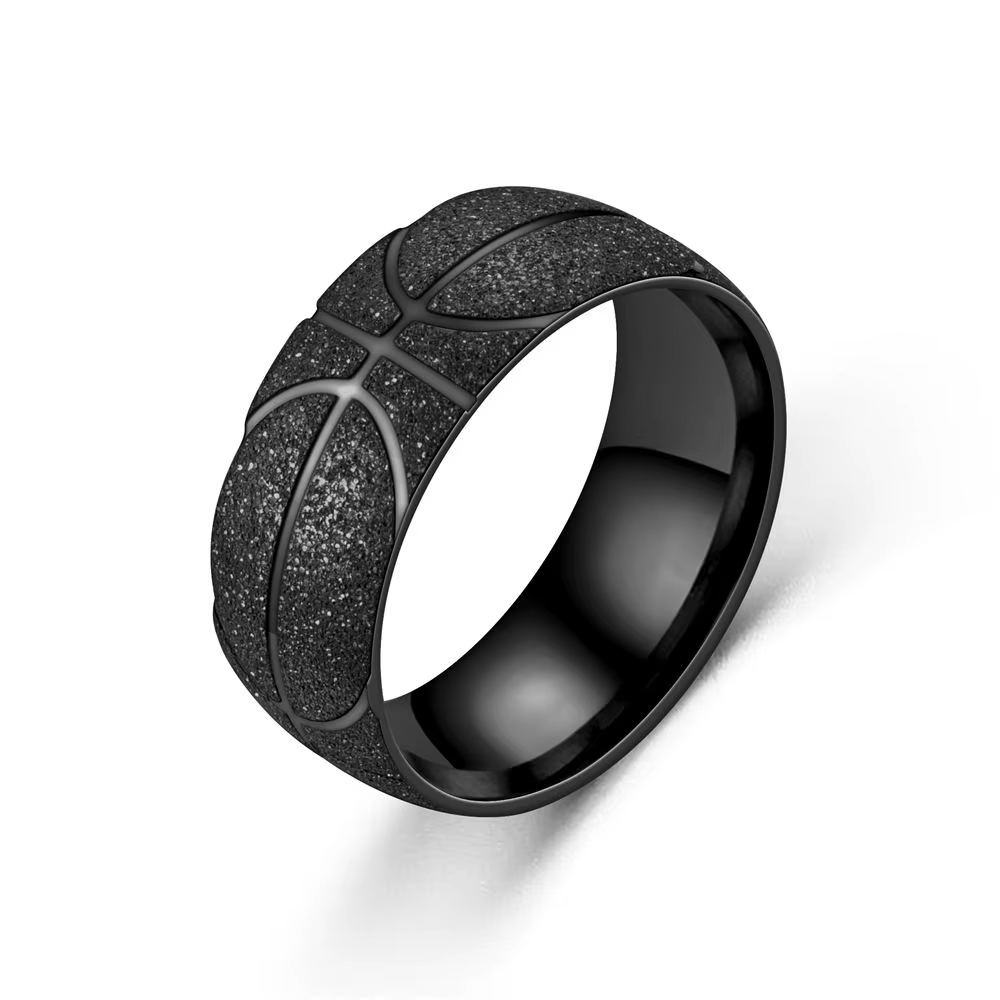 Bague de sport de basket-ball en acier inoxydable pour hommes et femmes, bague conviviale rée punk h