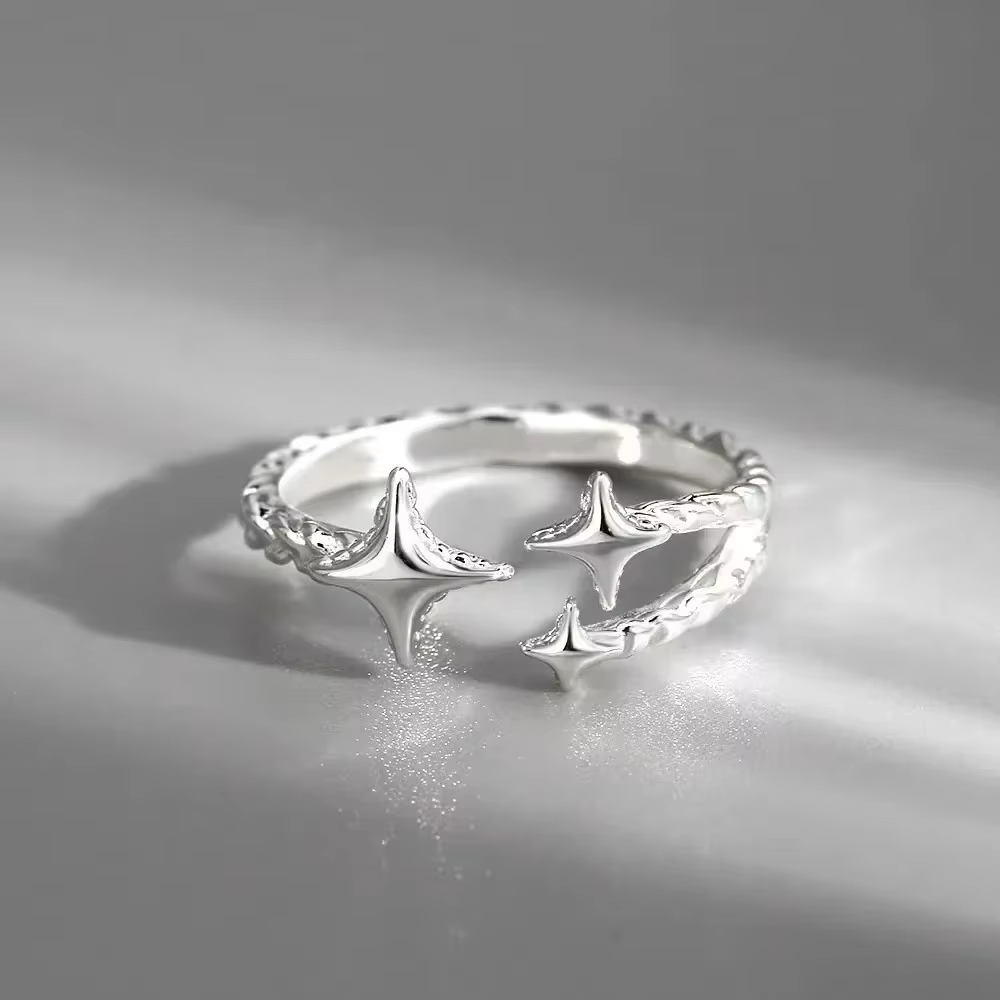 Bague ouverte en argent Sterling 925 pour femmes, mode faite à la main, lignes géométriques irréguli