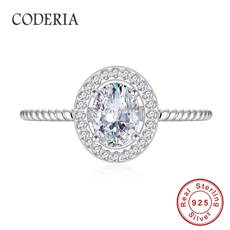Bagues de mariage classiques pour femmes, 1cttw, coupe ovale, moissanites, argent sterling 925, coul