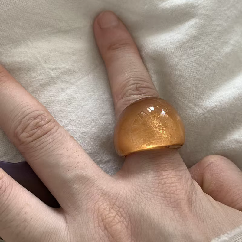 Bague en résine acrylique transparente au design vintage pour femmes, élégante, géométrique, pour l'