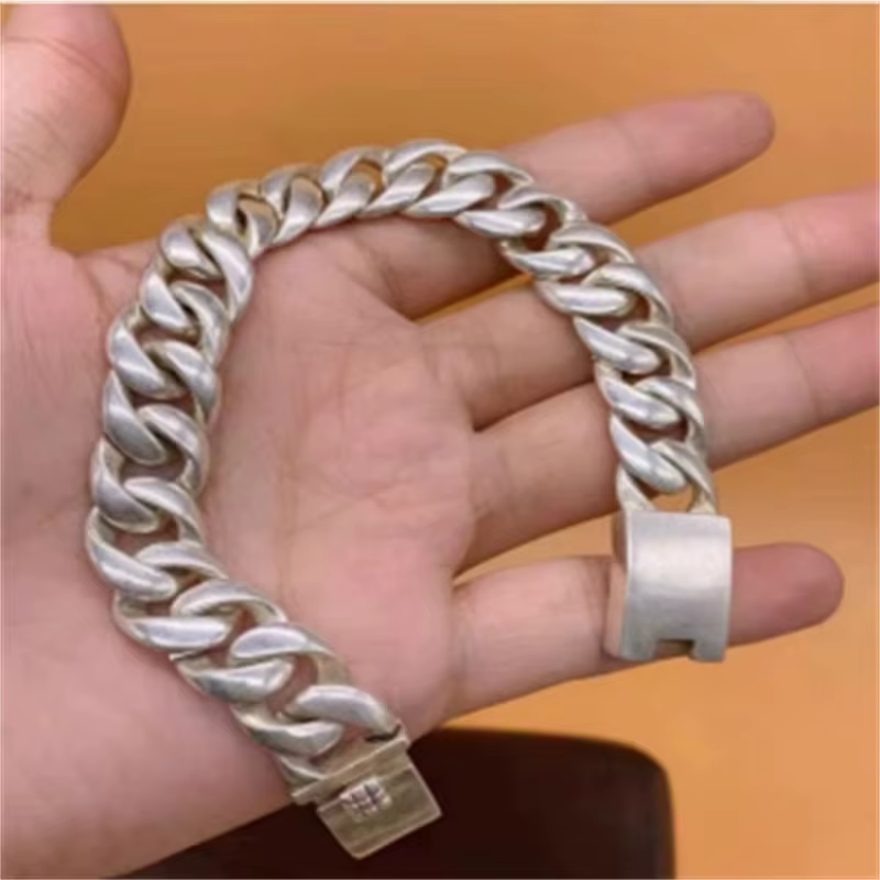 Jia Le/Bracelet Torsadé en Argent Tibétain, Bijoux Simples Personnalisés, Fabrication Exquise pour C