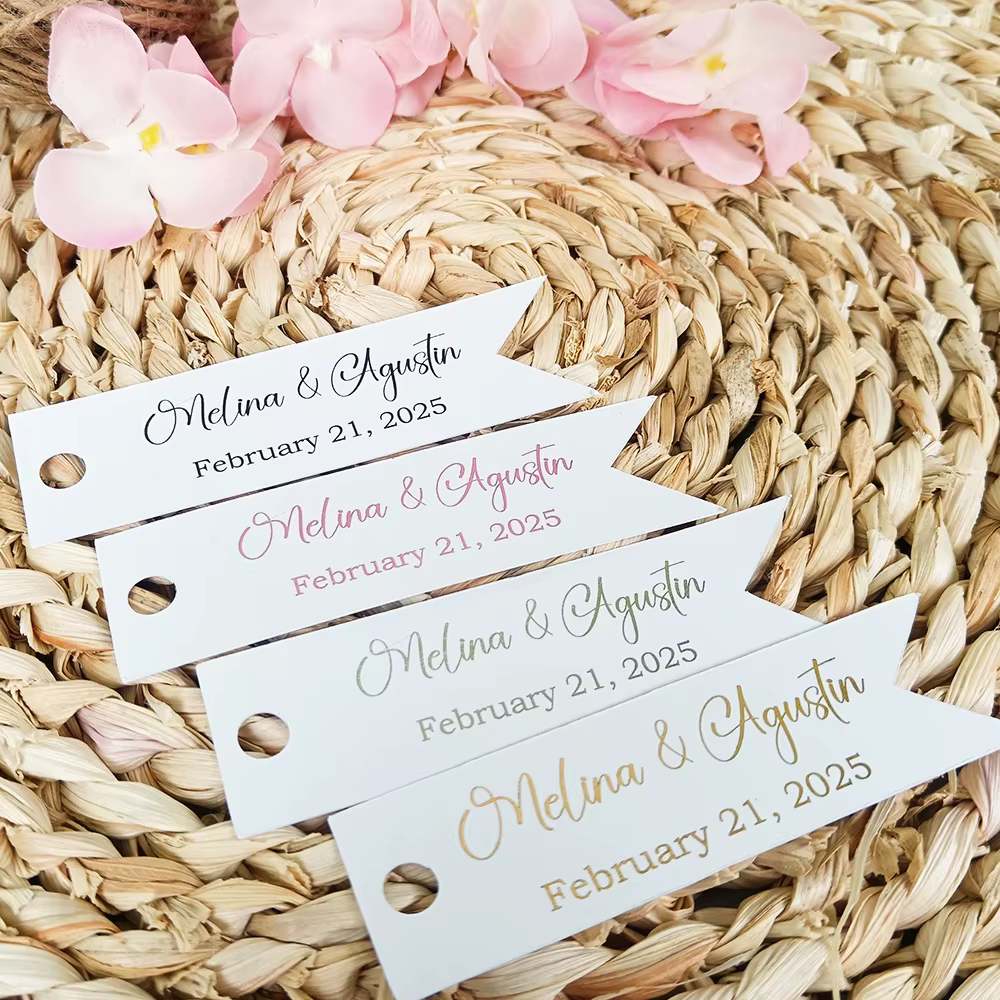 Étiquettes de remerciement personnalisées, 50 pièces, étiquettes cadeaux pour mariage, étiquettes pe