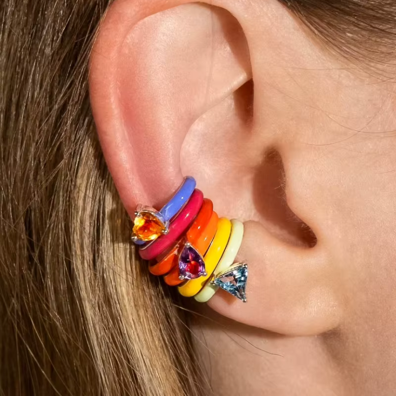 6 pièces/ensemble de boucles d'oreilles colorées arc-en-ciel à la mode pour femmes, bijoux cadeaux a