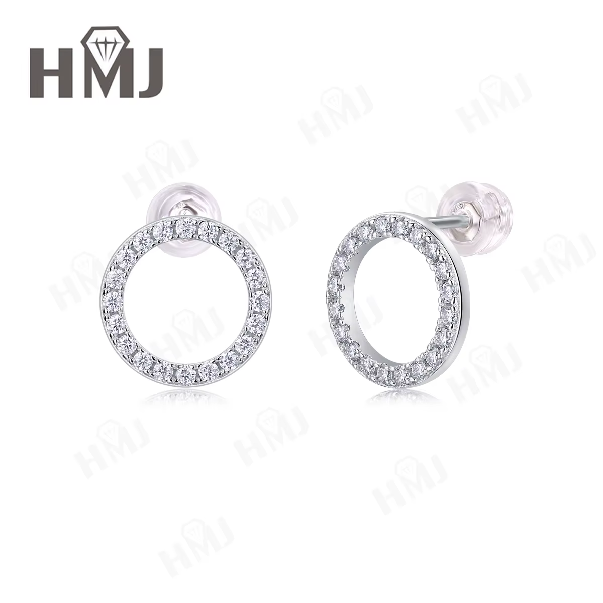 Boucles d'oreilles en moissanite couleur D, rondes, en argent sterling 925, bijoux classiques à la m