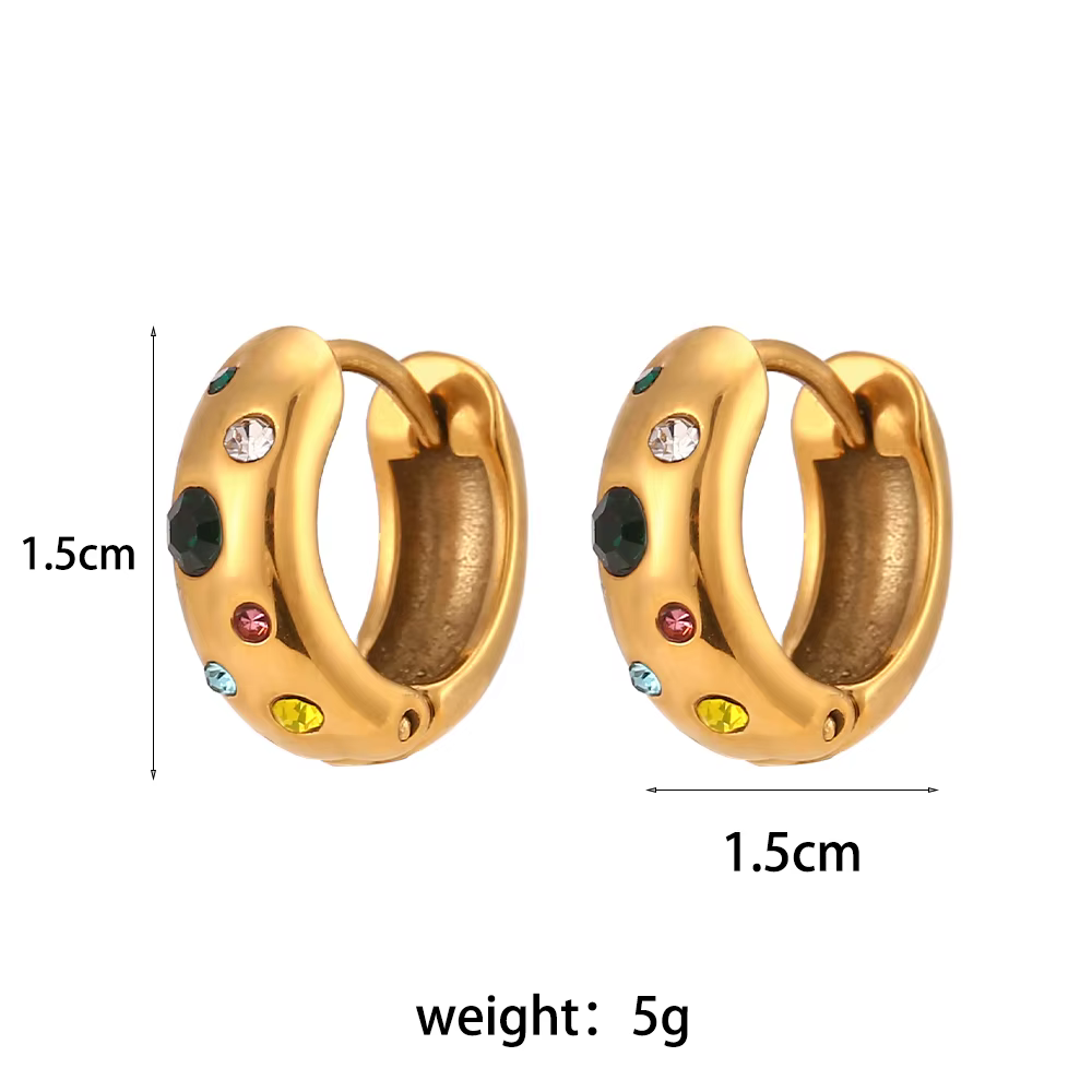 E.B.belle-Boucles d'Oreilles Colorées en Acier Inoxydable pour Femme, Bijoux à la Mode, Petites et É