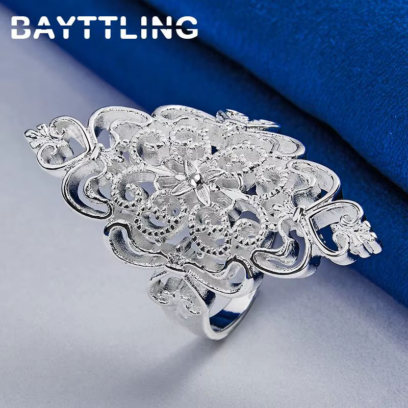 BAYTTLING Argent Sterling 925 6/7/8/9/10 #   Bague à motif creux pour femmes, accessoires de bijoux 