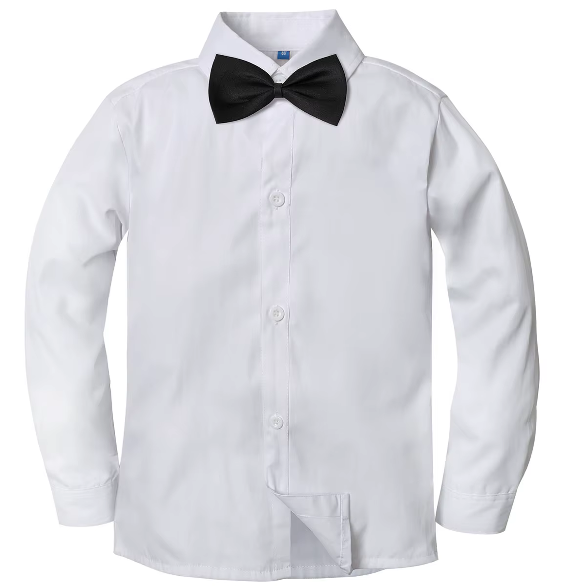 Chemise habillée pour garçons, uniforme scolaire pour enfants, manches longues avec nœud papillon, c