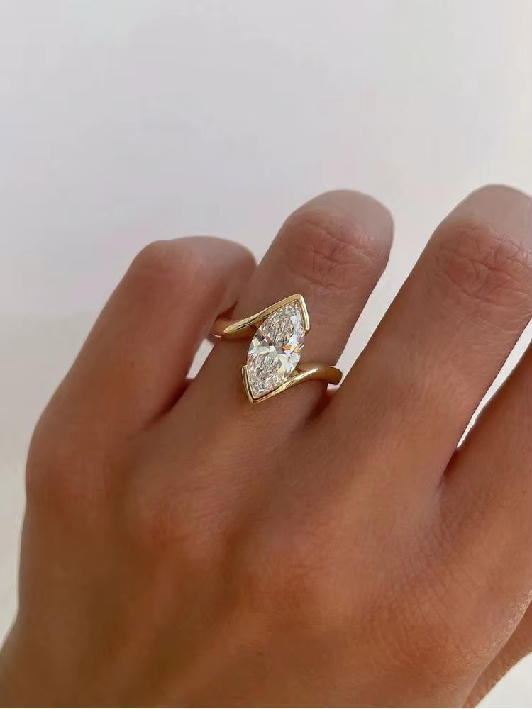 Bague en argent Sterling 925 pour femmes, élégante, Marquise, Zircon, fiançailles, mariage, luxe, ha
