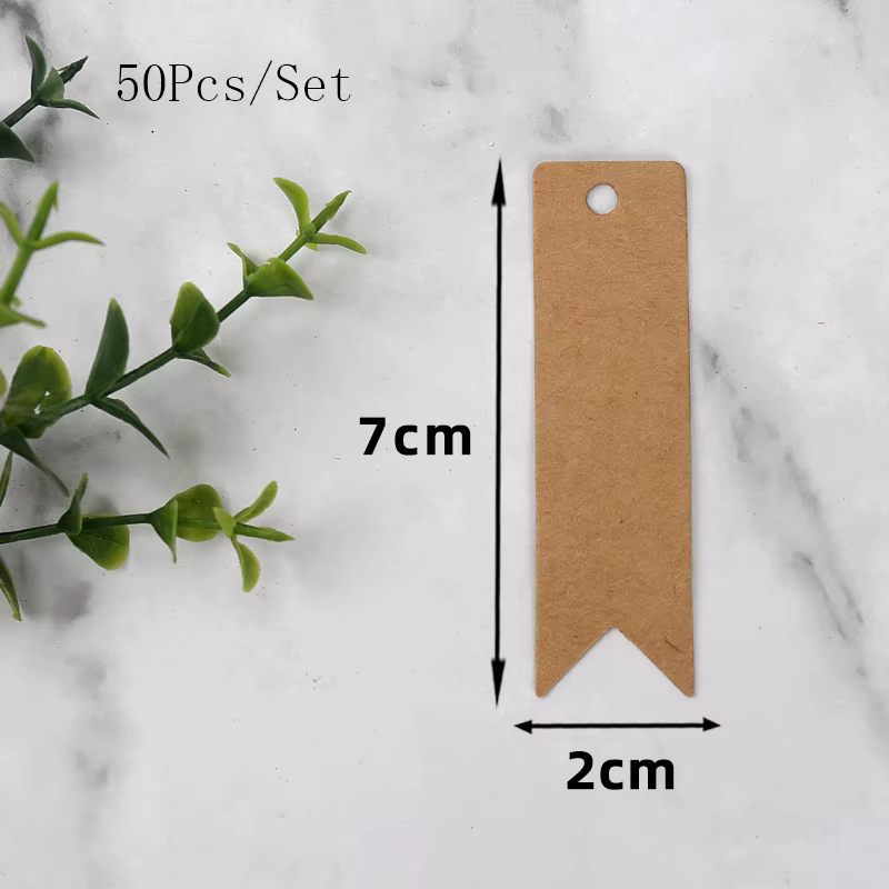 Étiquettes de remerciement vierges 2x7cm, 50 pièces, décoration de gâteau pour cadeau d'invité de ma