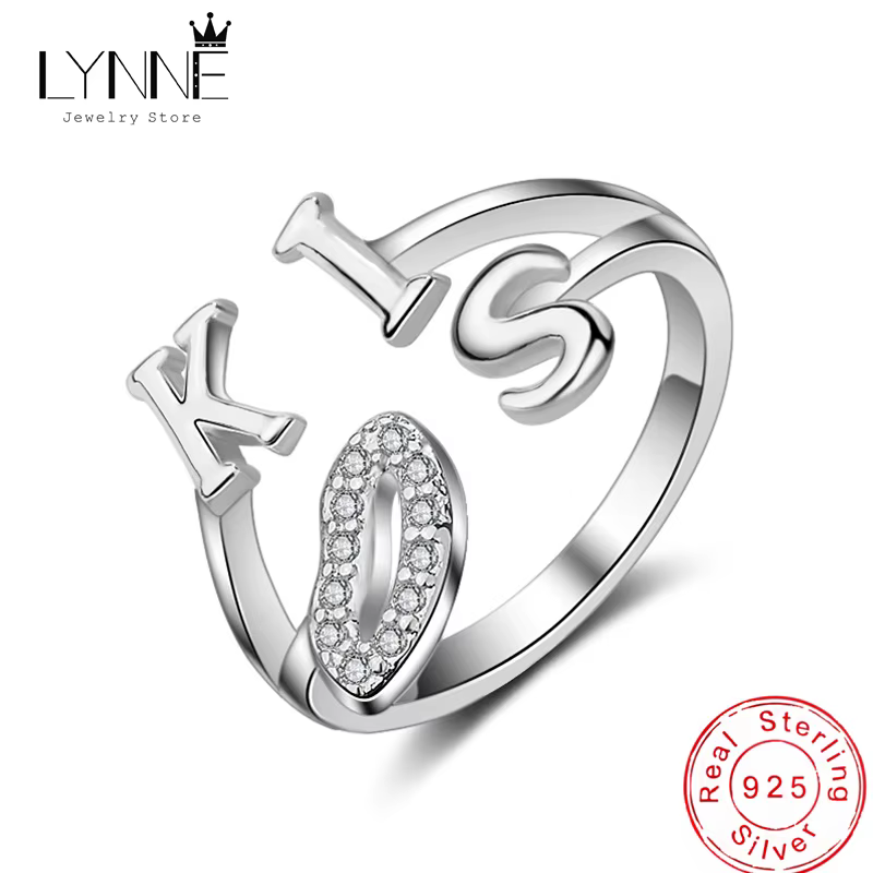 LYNNE – bague en argent Sterling 925 pour femmes et filles, anneau en Zircon AA, lettre de personnal