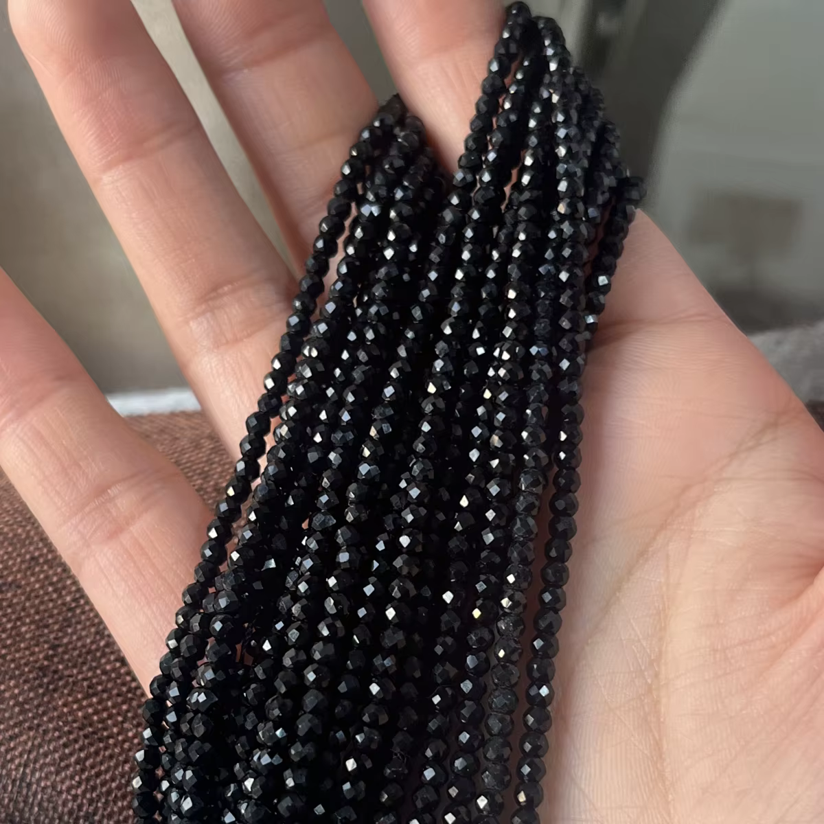 Perle semi-précieuse naturelle 2mm/3mm, pierre de cristal Tourmaline noire pour femmes, fabrication 