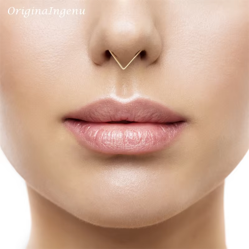 Anneau de nez en argent 925 rempli d'or, bijoux de Piercing réel, cerceau de Septum, bijoux Boho bre