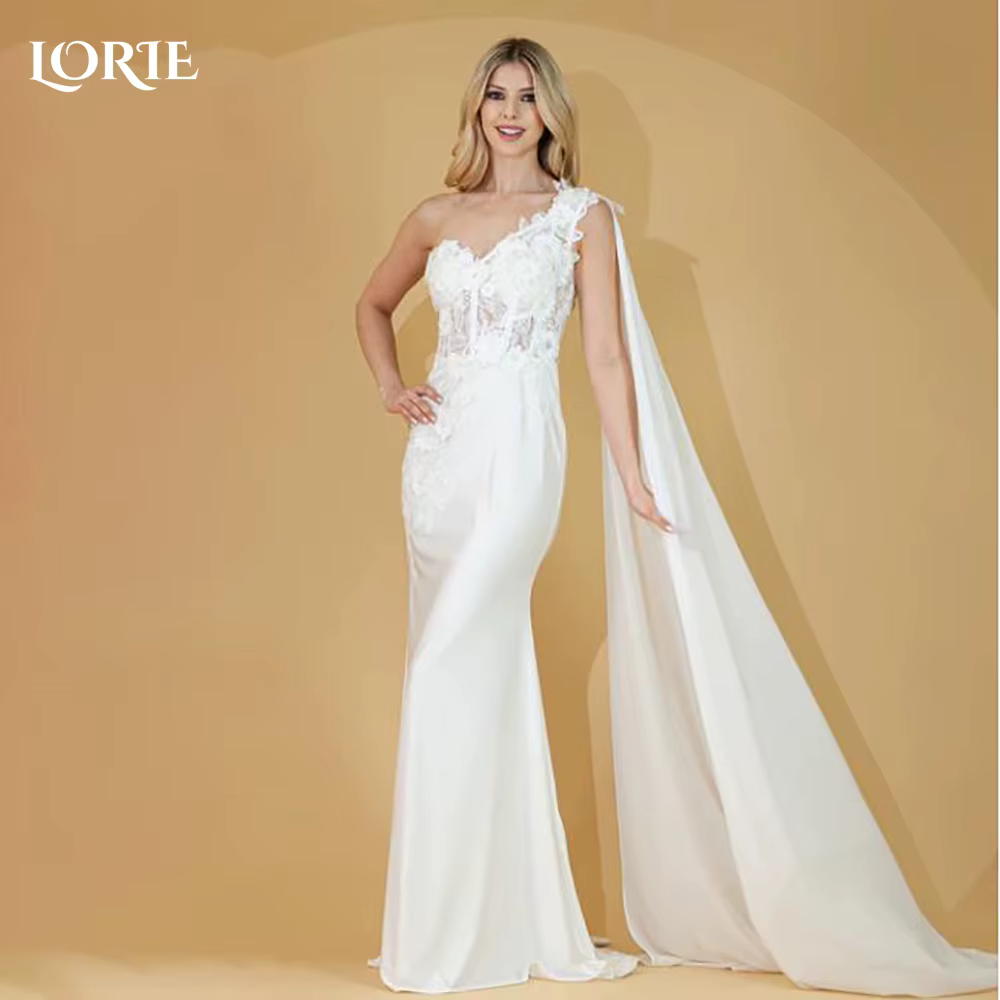 LORIE bohême sirène robes de mariée un châle dentelle 3D fleurs Appliques chérie robe de mariée prin