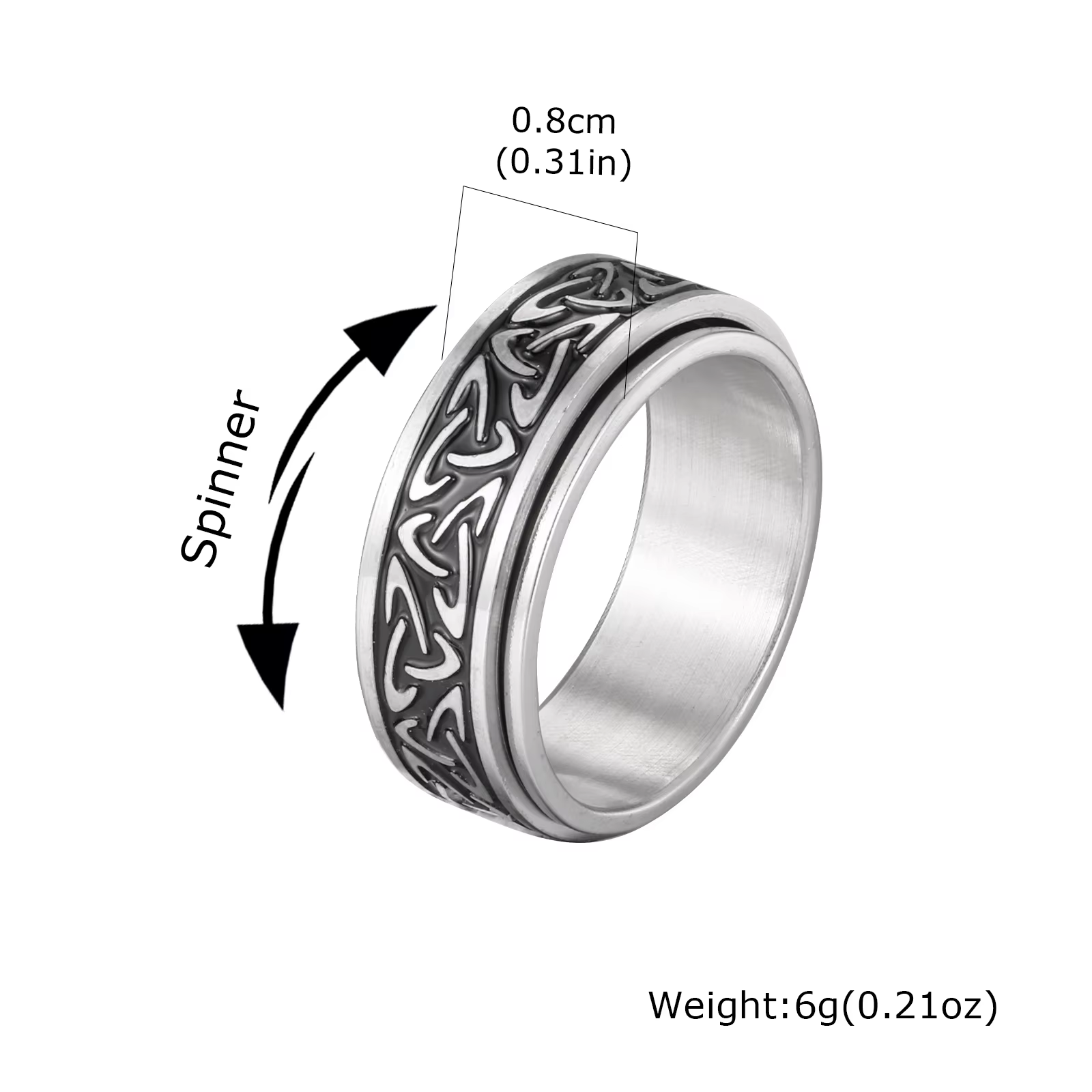 Bague Rune à nœud celtique Viking pour hommes, anneau rotatif d'articulation anti-Stress en acier in