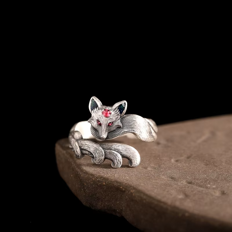 Buyee 925 bague en argent Sterling femme élégant renard Animal anneau ouvert doigt pour les femmes m