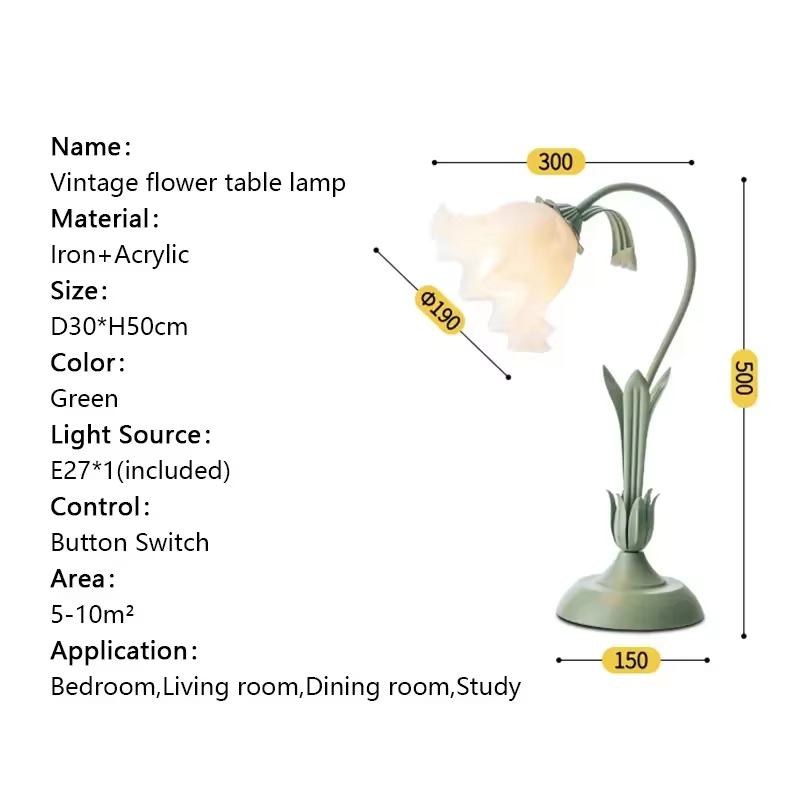 Lampe de bureau à fleurs romantiques françaises, rétro, sens d'atmosphère, lampes de Table de chevet