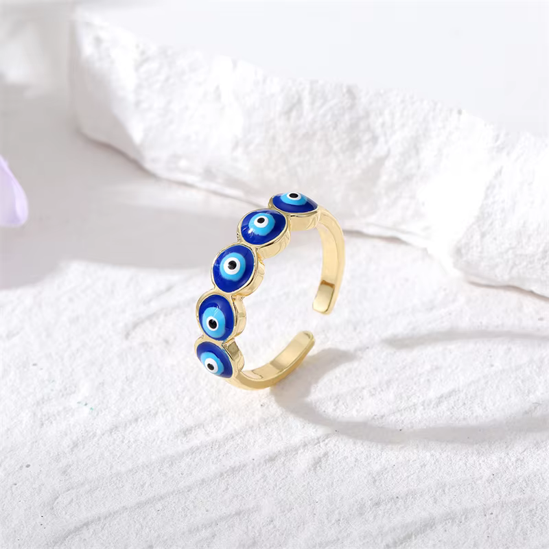 ChimBoho-Bague porte-bonheur Mauvais Œil Bleu en Or pour Homme et Femme, Bijoux à Ouverture Réglable