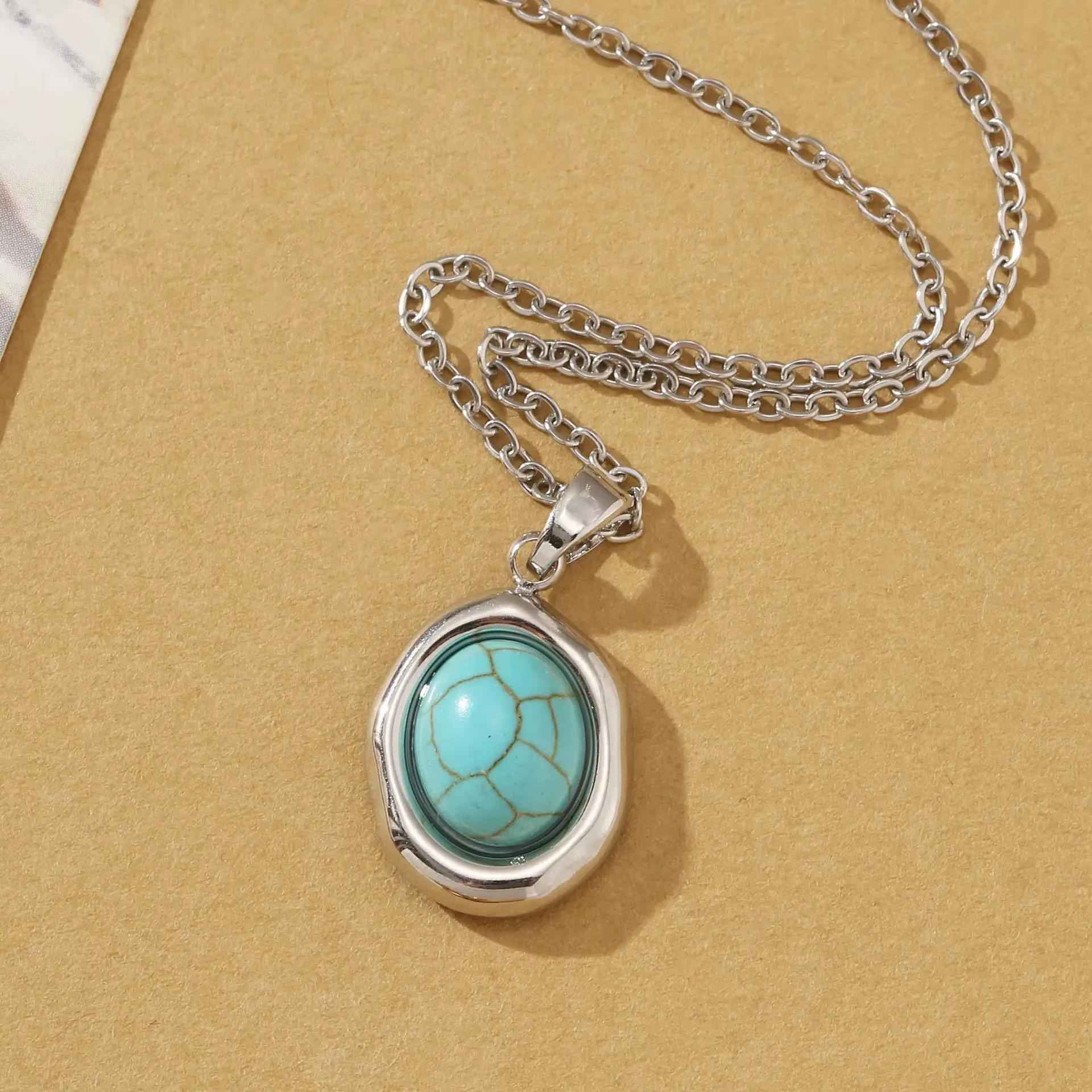 Collier pendentif Turquoise coloré or et argent à la mode, accessoire de bijoux élégant de la chine 