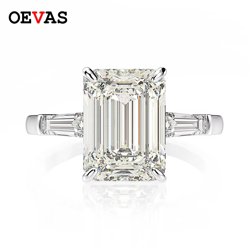 OEVAS-Bague en argent regardé 925, taille émeraude, pierre précieuse créée, fiançailles de mariage, 