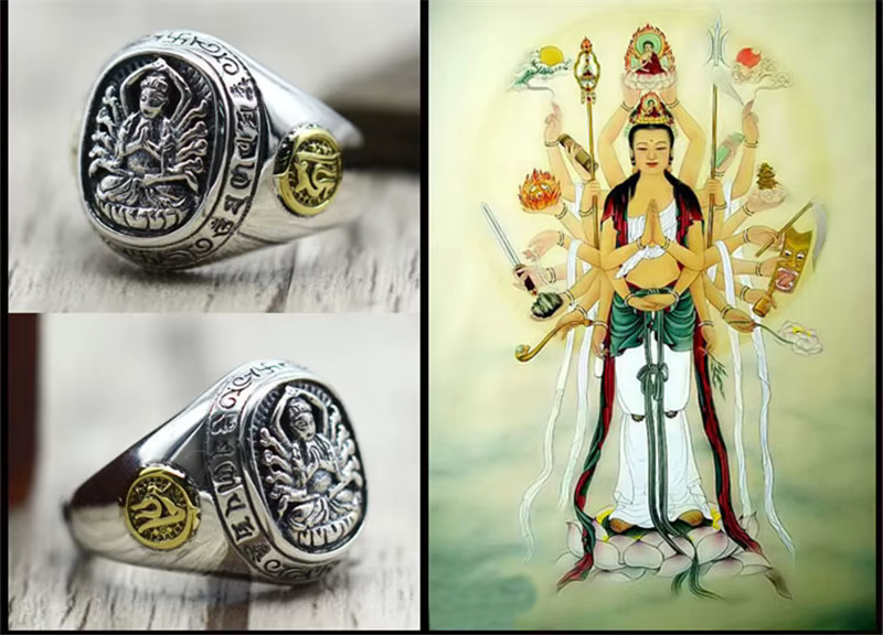 Bague de Bouddha en Argent Sterling 925 pour Homme, Bijoux Ethniques, Religieux, Accessoires de Doig