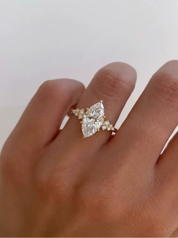 Bague en argent Sterling 925 pour femmes, élégante, classique, dentelle, Marquise, Zircon, fiançaill