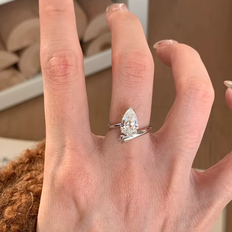 XIYANIKE – bague en zircone délicate en forme de poire pour femmes et filles, bijoux faits à la main