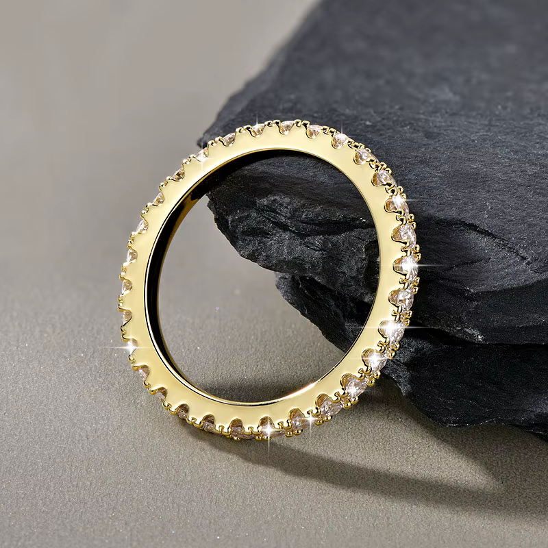 Bague de mariage en or 14 carats pour femmes, certifiée couleur D VVS1, bague d'éternité en moissani