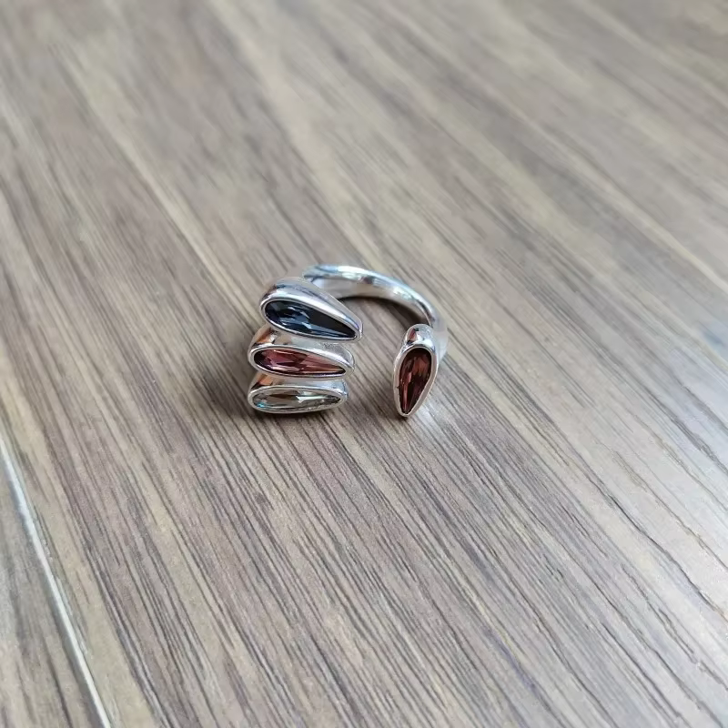 Bague ouverte en cristal coloré, Style féerique éblouissant, classique, mode d'été, accessoires pour