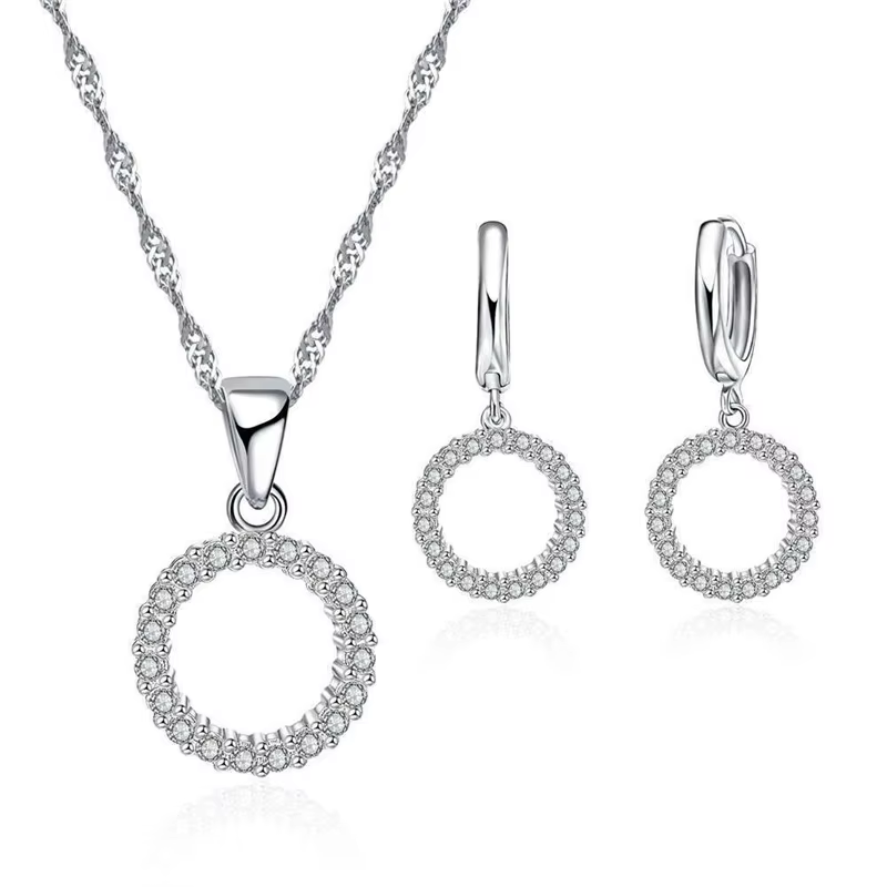 Ensemble de bijoux de mariée estampillés en argent Sterling 925, perles, colliers en zircone cubique