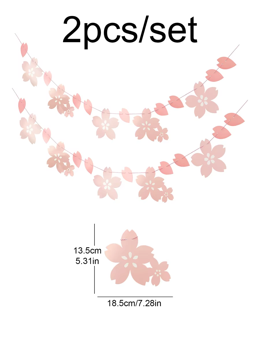 Drapeau rose en fleurs de cerisier, 1 pièce, décoration de fête, aménagement mural de salle