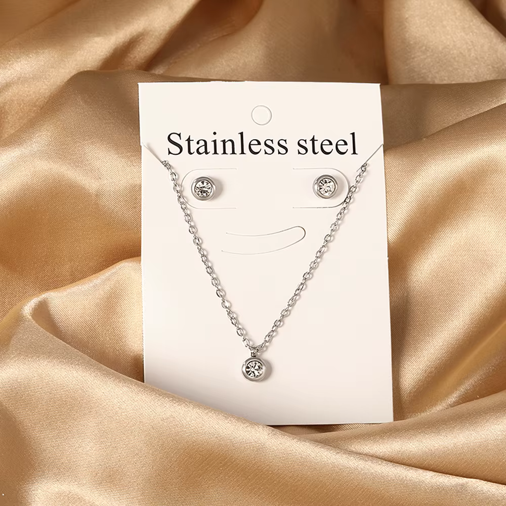 LUXUKISSKIDS-Ensemble de Bijoux Carrés en Pierre Brillante pour Femme, Collier Danity à la Mode, Bou