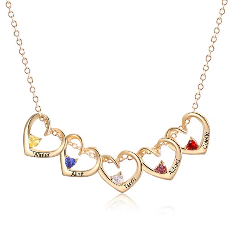 Collier avec nom personnalisé pour mère 1-5 noms, collier en pierre de naissance personnalisé pour m