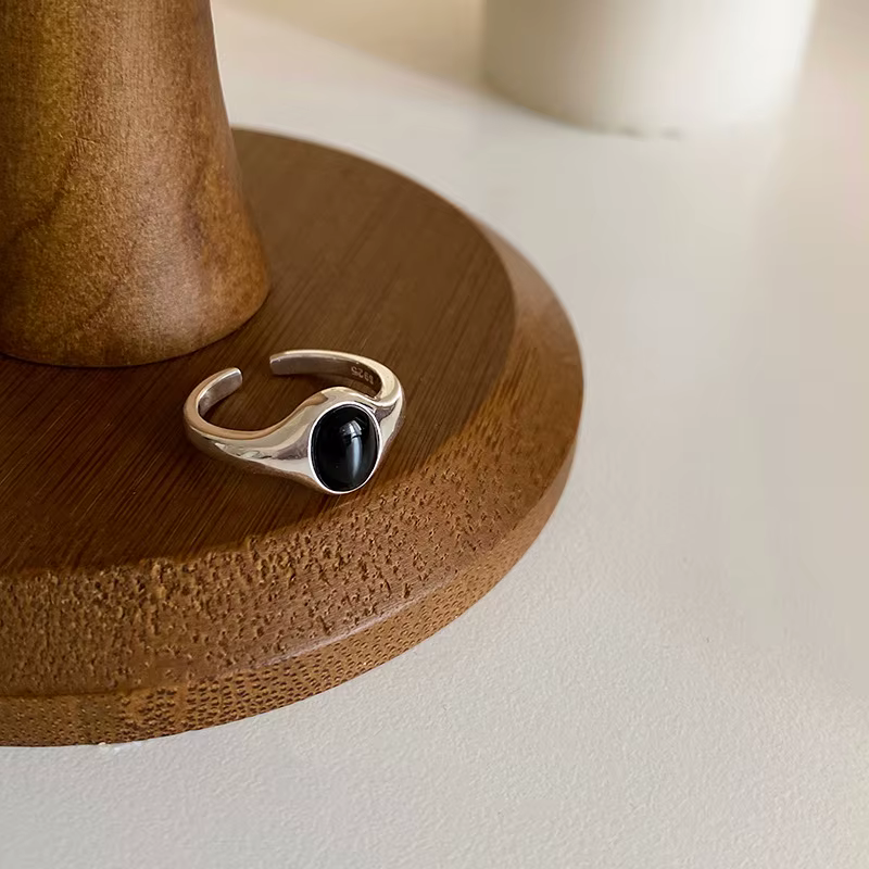 Bague en bambou plaqué argent Sterling 925, lave liquide, Jade Hetian, cadeau pour femmes et filles,