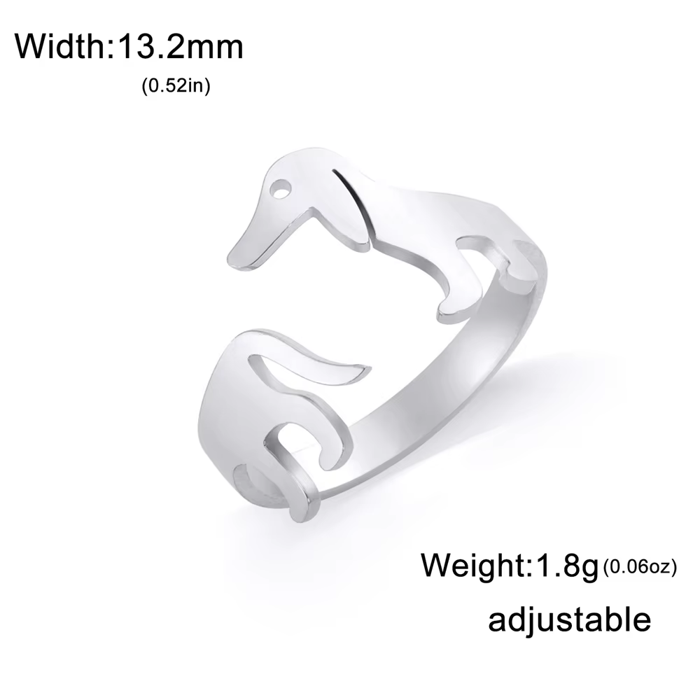 My Shape Bagues ouvertes en acier inoxydable pour femmes et enfants, bague de chien de chiot animal,