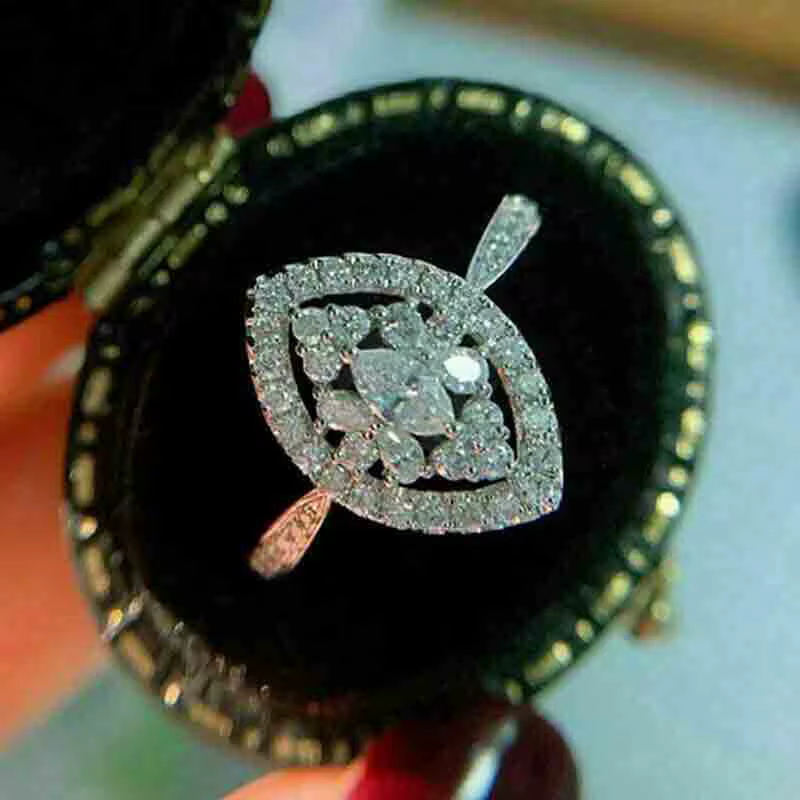 Huretailers-Bague de fiançailles délicate pour femme, coupe marquise de luxe, contre-indiqué, allian